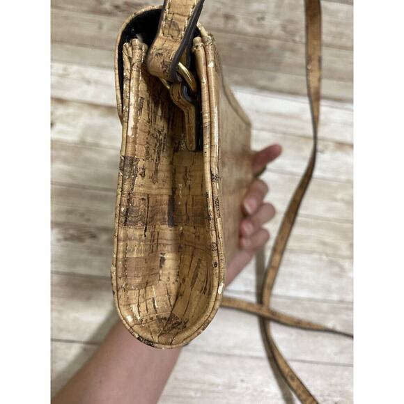 Anne Klein Purse Womens Tan Small Crossbody Cork Design Faux Leather - Picture 9 of 16